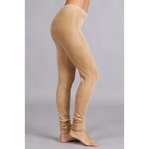 Chatoyant Plus Size Soft Velour Leggings Beige 1XL